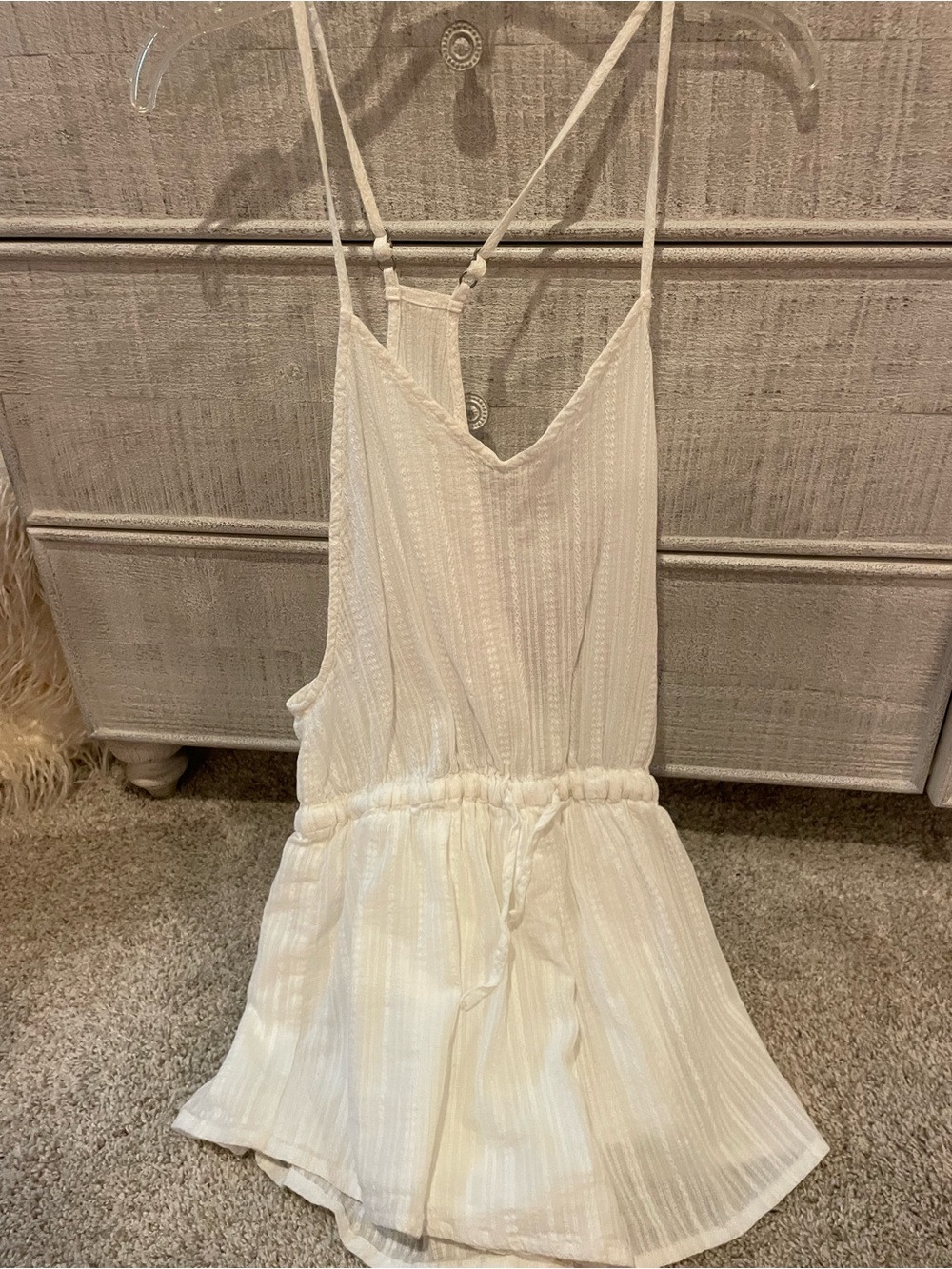 Rhythm White Textured Strappy Romper